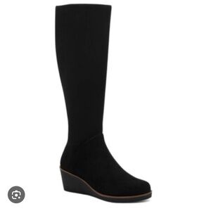 AEROSOLES Black Wedge Knee-High Boots